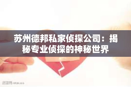 苏州德邦私家侦探公司：揭秘专业侦探的神秘世界